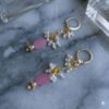 Artisan-made lightweight lever back earrings with pink semi-precious beads and tiny pearls.